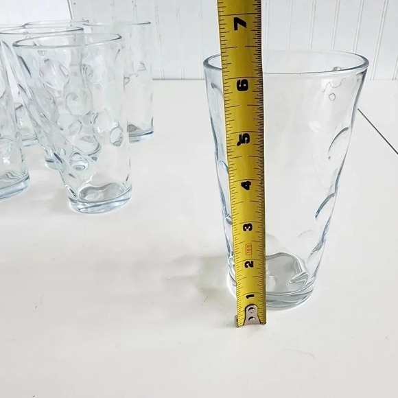 Set of 8 Anchor Hocking Impressed Dot Thumbprint Highball Tumblers Glasses - Picture 10 of 10